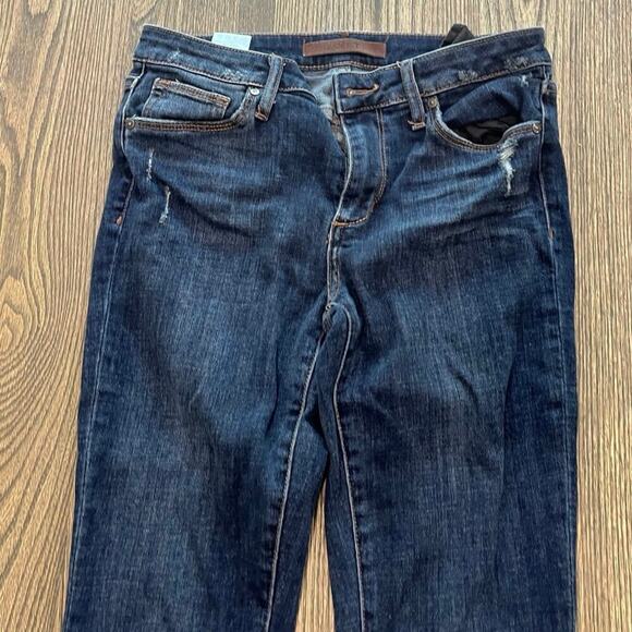 Joe's Straight Cuff-Cut Crop Jeans Mid Rise Denim Stretch Dark Wash Blue Size 27 - Picture 4 of 12